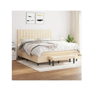 vidaXL Sommier à lattes de lit avec matelas Crème 180x200 cm Tissu pas cher