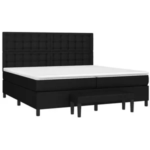 vidaXL Sommier à lattes de lit avec matelas Noir 200x200 cm Tissu pas cher