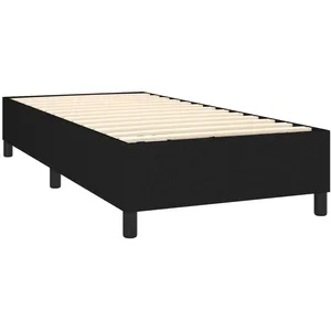 vidaXL Sommier à lattes de lit avec matelas Noir 90x190 cm Tissu pas cher