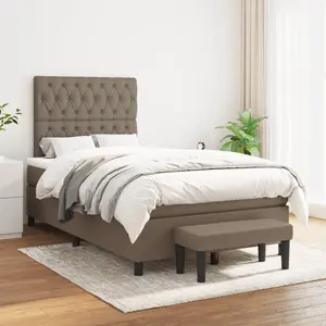 vidaXL Sommier à lattes de lit avec matelas Taupe 120x200 cm Tissu pas cher