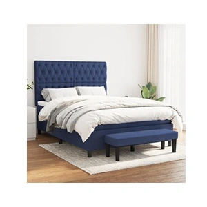 vidaXL Sommier à lattes de lit avec matelas Bleu 140x190 cm Tissu