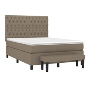 vidaXL Sommier à lattes de lit avec matelas Taupe 140x200 cm Tissu pas cher