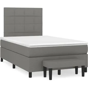 vidaXL Sommier à lattes de lit avec matelas Gris foncé 120x200cm Tissu pas cher