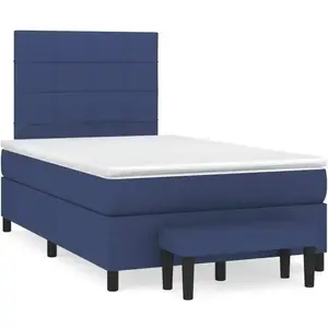 vidaXL Sommier à lattes de lit avec matelas Bleu 120x200 cm Tissu pas cher
