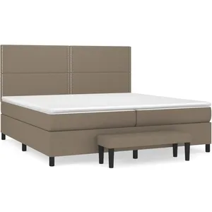 Comparateur de prix : vidaXL Lit à sommier tapissier avec matelas Taupe 200x200 cm Tissu