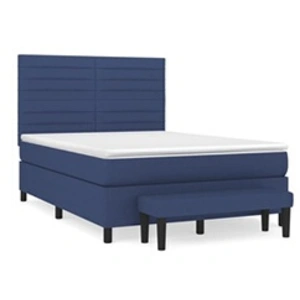 vidaXL Sommier à lattes de lit avec matelas Bleu 140x190 cm Tissu pas cher