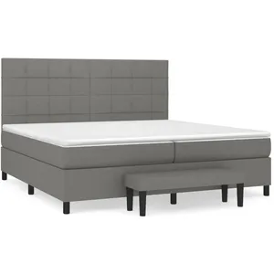 vidaXL Sommier à lattes de lit avec matelas Gris foncé 200x200cm Tissu pas cher