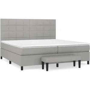 vidaXL Sommier à lattes de lit avec matelas Gris clair 200x200cm Tissu pas cher