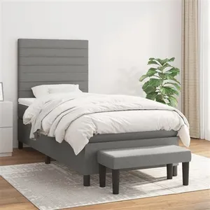 vidaXL Sommier à lattes de lit avec matelas Gris foncé 80x200 cm Tissu pas cher