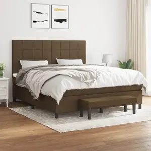 vidaXL Sommier à lattes de lit avec matelas Marron foncé 160x200 cm pas cher