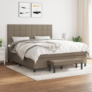 vidaXL Sommier à lattes de lit avec matelas Taupe 160x200 cm Tissu pas cher