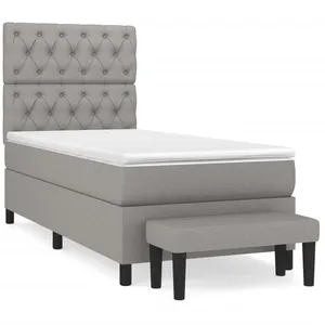vidaXL Sommier à lattes de lit avec matelas Gris clair 80x200 cm Tissu pas cher
