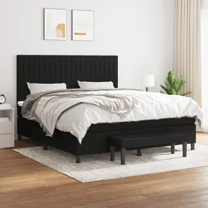 vidaXL Sommier à lattes de lit avec matelas Noir 180x200 cm Tissu pas cher