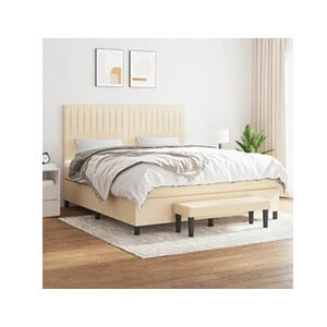 vidaXL Sommier à lattes de lit avec matelas Crème 180x200 cm Tissu