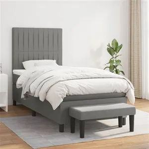vidaXL Sommier à lattes de lit avec matelas Gris foncé 80x200 cm Tissu pas cher
