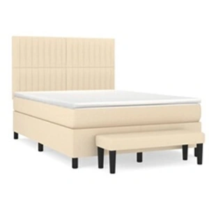 vidaXL Sommier à lattes de lit avec matelas Crème 140x200 cm Tissu pas cher