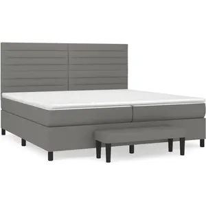 vidaXL Sommier à lattes de lit avec matelas Gris foncé 200x200cm Tissu pas cher