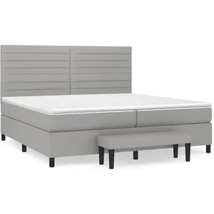 vidaXL Sommier à lattes de lit avec matelas Gris clair 200x200cm Tissu pas cher