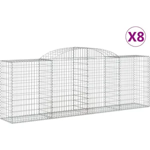 vidaXL Paniers à gabions arqués 8 pcs 300x50x100/120 cm fer galvanisé pas cher