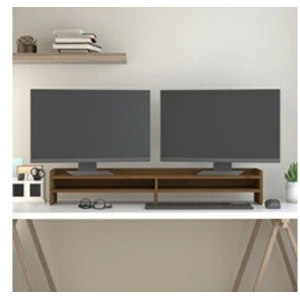 vidaXL Support de moniteur Marron miel 100x24x16 cm Bois de pin solide pas cher