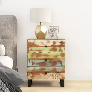 vidaXL Table de chevet 50x33x62cm Bois de récupération et d'ingénierie pas cher