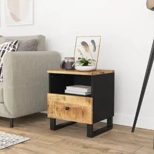 Vidaxl table de chevet bois de manguier solide et bois d'ingénierie pas cher
