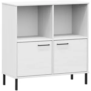 vidaXL Bibliothèque avec pieds en métal Blanc 90x35x90,5 cm Bois OSLO pas cher