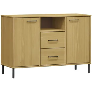 vidaXL Buffet avec pieds en métal Marron 113x40x77 cm Bois massif OSLO pas cher