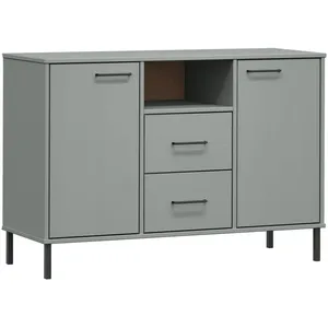 Comparateur de prix : vidaXL Buffet avec pieds en métal Gris 113x40x77 cm Bois massif OSLO