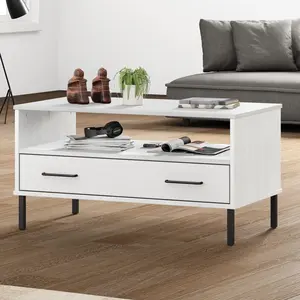 Comparateur de prix : vidaXL Table basse avec pieds en métal Blanc 85x50x45 cm Bois OSLO