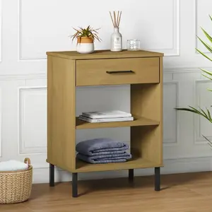 Comparateur de prix : vidaXL Armoire console avec pieds en métal Marron Bois pin massif OSLO