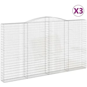 vidaXL Paniers à gabions arqués 3 pcs 400x30x220/240 cm Fer galvanisé