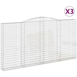 vidaXL Paniers à gabions arqués 3 pcs 400x30x200/220 cm Fer galvanisé pas cher