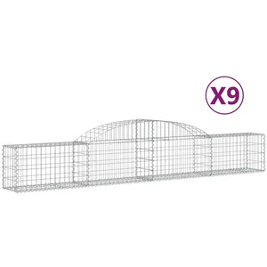 vidaXL Paniers à gabions arqués 9 pcs 300x30x40/60 cm fer galvanisé pas cher