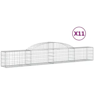 vidaXL Paniers à gabions arqués 11 pcs 300x30x40/60 cm fer galvanisé pas cher