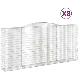 vidaXL Paniers à gabions arqués 8 pcs 400x50x180/200 cm Fer galvanisé pas cher