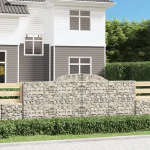 vidaXL Paniers à gabions arqués 2 pcs 300x30x120/140 cm fer galvanisé pas cher