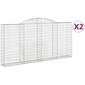 vidaXL Paniers à gabions arqués 2 pcs 300x30x140/160 cm fer galvanisé pas cher