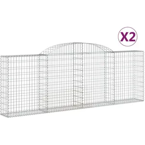 vidaXL Paniers à gabions arqués 2 pcs 300x30x100/120 cm fer galvanisé pas cher
