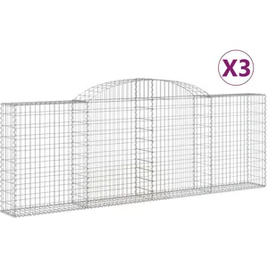 vidaXL Paniers à gabions arqués 3 pcs 300x30x100/120 cm fer galvanisé pas cher