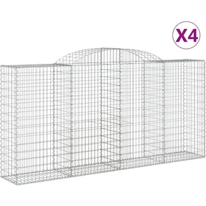vidaXL Paniers à gabions arqués 4 pcs 300x50x140/160 cm fer galvanisé pas cher
