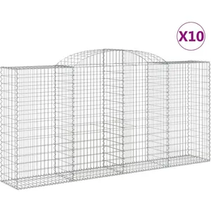 vidaXL Paniers à gabions arqués 10 pcs 300x50x140/160 cm fer galvanisé pas cher