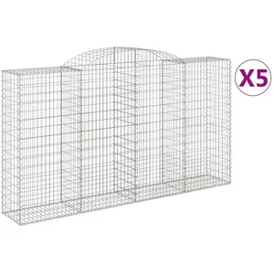 vidaXL Paniers à gabions arqués 5 pcs 300x50x160/180 cm fer galvanisé pas cher