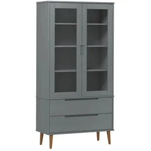 Comparateur de prix : vidaXL Armoire à vitrine MOLDE Gris 90x35x175 cm Bois de pin massif