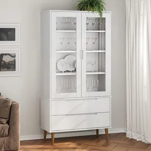 Comparateur de prix : vidaXL Armoire à vitrine MOLDE Blanc 90x35x175 cm Bois de pin massif