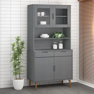 vidaXL Dessus de buffet MOLDE Gris 90x35x100 cm Bois massif de pin pas cher