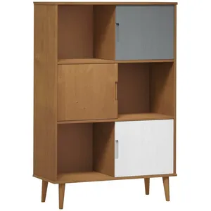 vidaXL Bibliothèque MOLDE Marron 90x35x133,5 cm Bois massif de pin pas cher