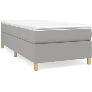 vidaXL Sommier à lattes de lit avec matelas Gris clair 100x200cm Tissu pas cher