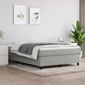 vidaXL Sommier à lattes de lit avec matelas Gris clair 140x200cm Tissu pas cher