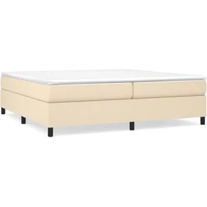 vidaXL Sommier à lattes de lit avec matelas Crème 200x200 cm Tissu pas cher